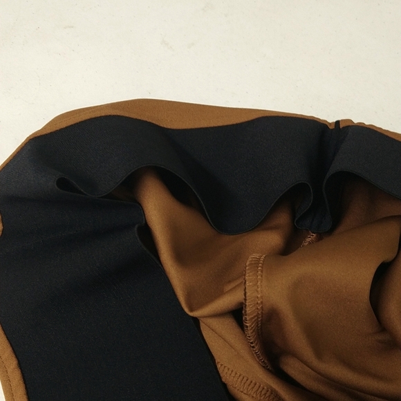 NEW! Nina Leonard Tummy Smoothing Waist Pants, Cognac w/ Black Stripe - PETITE - Picture 7 of 11